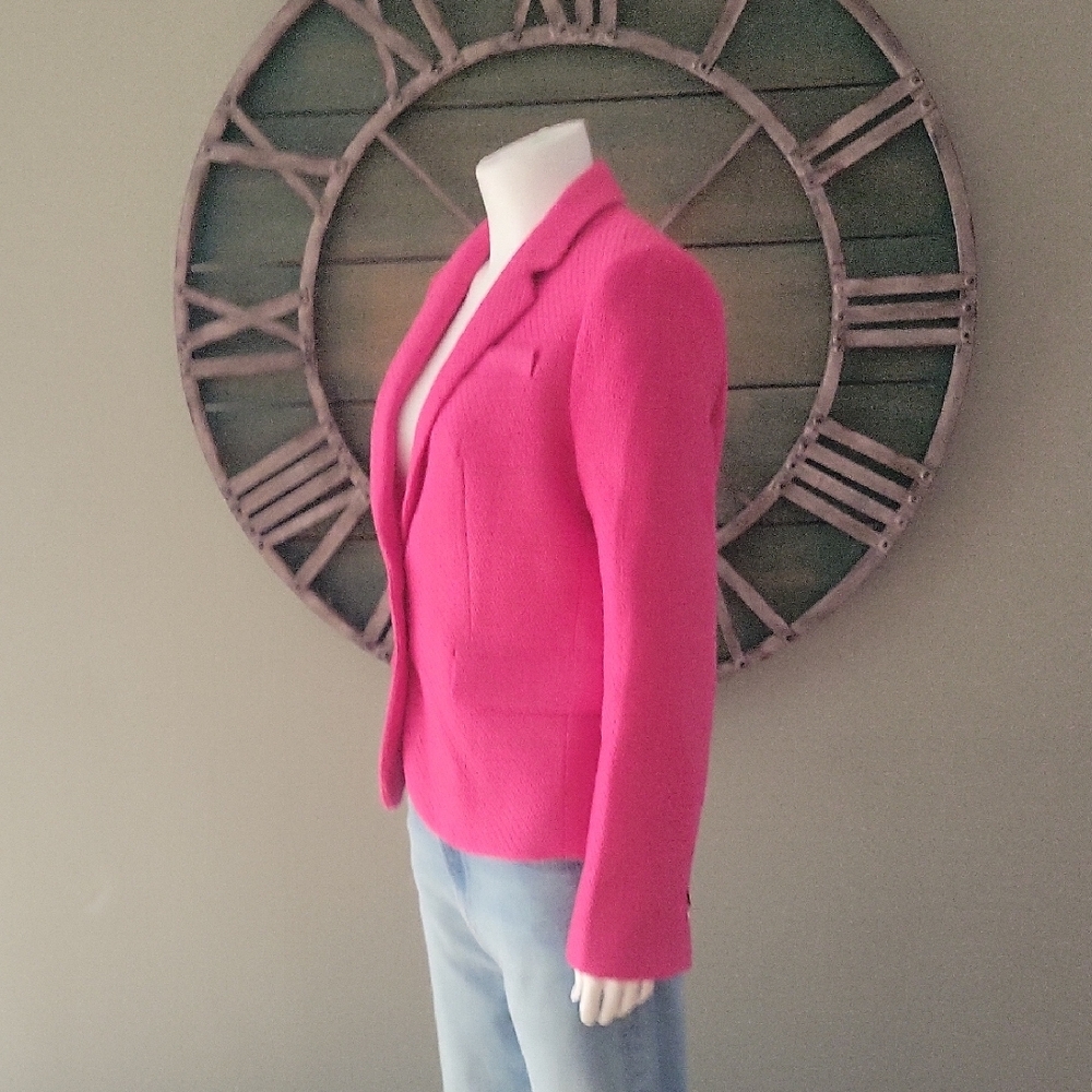 J. Crew Factory Schoolboy Tweed Blazer In Sweet Fuchsia - Picture 5 of 16